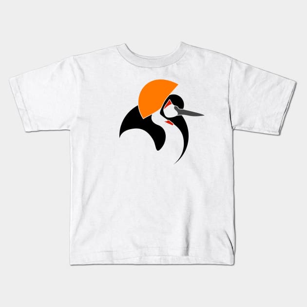 Grey Crowned Crane Kids T-Shirt by DanaMartin